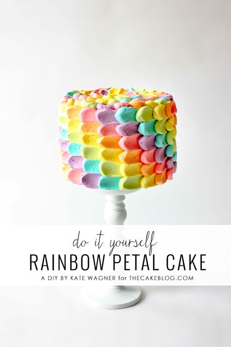 DIY Rainbow Petal Cake | The Cake Blog Rainbow Petal Cake, Bright Cakes, Petal Cake, Rainbow Birthday Cake, Torte Cupcake, Cake Blog, Diy Rainbow, Rainbow Food, Cupcake Cake