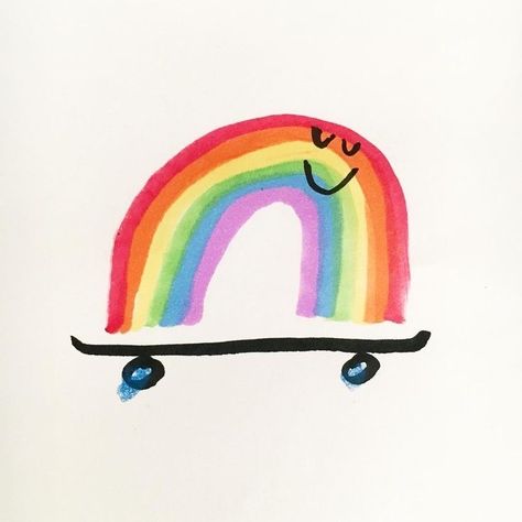 Uploaded by Ɗaωƞ ℱཞoՏt ️. Find images and videos about art and rainbow on We Heart It - the app to get lost in what you love. Skate Illustration, Dallas Clayton, Bad Drawings, Happy Happy Happy, Rainbow Painting, Art Rainbow, Rainbow Art, A Rainbow, Woodstock