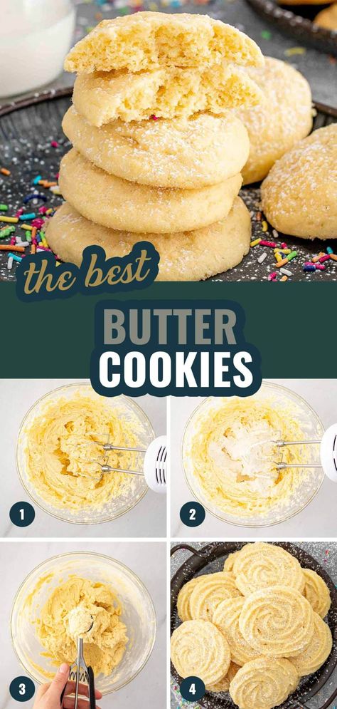 Butterball Cookies Recipe, Butter Crisp Cookies, How To Make Butter Cookies, Homemade Butter Cookies, Homemade Cookies From Scratch, Soft Butter Cookies Recipe, Soft Butter Cookies, Cookie Exchange Recipes Easy, Easy Butter Cookies