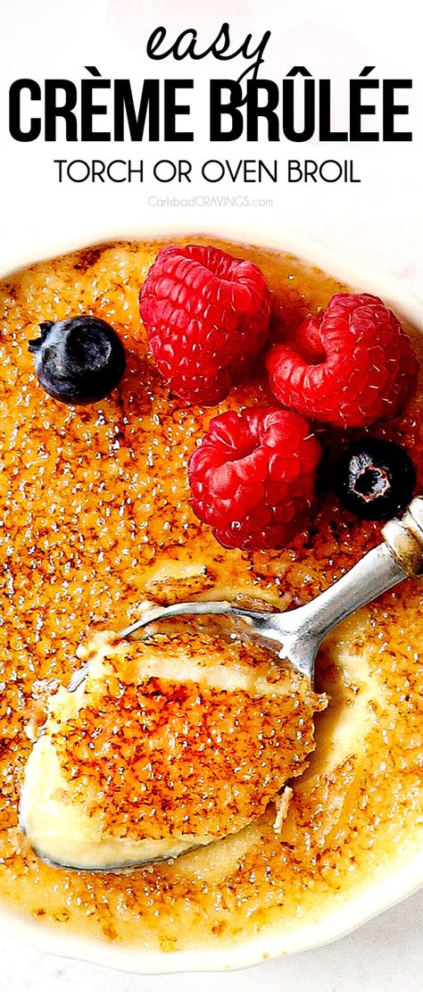 Easy Creme Brulee (Torch OR Oven Broil!) + Tips & Tricks! Creme Brulee No Torch, Easy Crème Brûlée, Creme Brulee Recipe No Torch, Crem Brulee, Recipe For Creme Brulee, Best Desserts To Make, Easy Creme Brulee Recipe, Best Creme Brulee, Best Creme Brulee Recipe