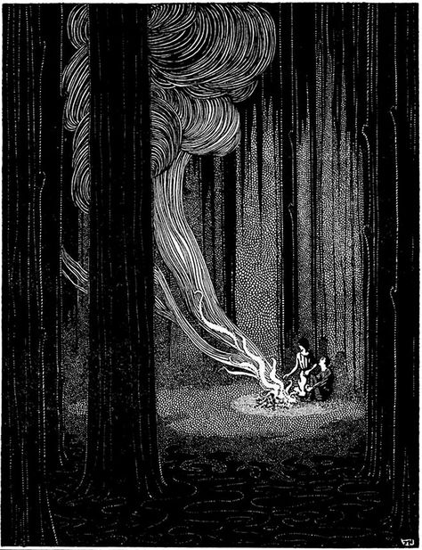 'Hansel and Gretel' - My Book of Favourite Fairy Tales illustrated by Jennie Harbour, 1921. Hansel And Gretel, Arte Peculiar, Tove Jansson, White Drawing, Fairytale Illustration, Art Et Illustration, Fairytale Art, Alphonse Mucha, Ink Illustrations