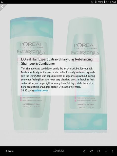 Loreal Clay Shampoo Loreal Clay Shampoo, Clay Shampoo, Oily Roots, Clay Masks, Shampoo And Conditioner, The Beast, Beauty And The Beast, Conditioner, Beauty