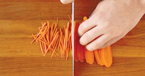 How to julienne carrots chef style. Julienne Vegetables Recipes, Julia Childs Creamed Carrots, How To Julienne Vegetables, How To Julienne Carrots, Caramelised Carrots, Julienne Carrots, Chef Styles, Vegetable Recipes, Food Ideas