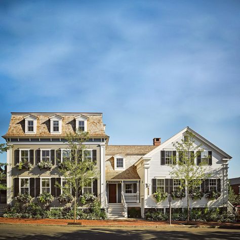 Cape House Exterior, Cape Cod Hotels, Nantucket Hotels, Garden Levels, Revival Architecture, Queen Room, Central Air Conditioning, Suburban House, Luxury Tents