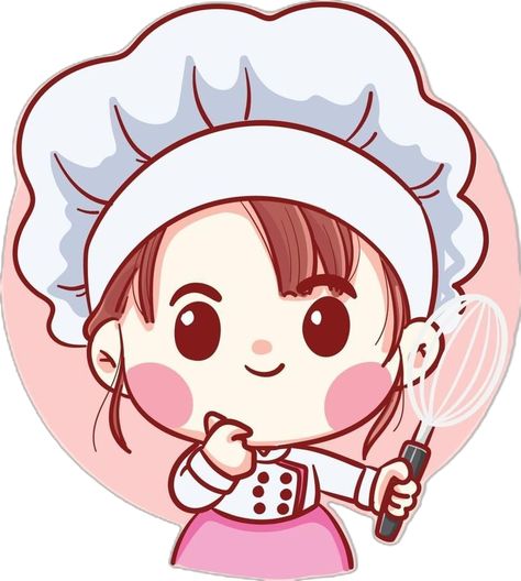 Bakery Cartoon, Chef Girl, Cartoon Art Illustration, Cartoon Chef, Baking Logo Design, Cute Bakery, Baking Logo, Vector Art Illustration, Girl Cartoon