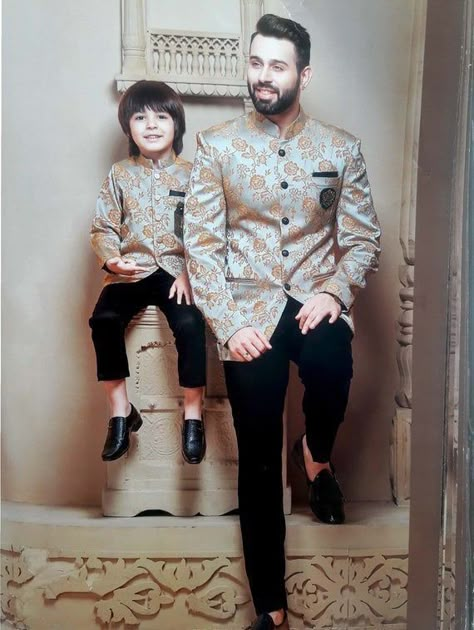 Tailored Wedding Suit, Father Son Matching Outfits, Jodhpuri Suits, Wedding Outfit For Boys, Western Suit, Jodhpuri Suit, Wedding Kurta For Men, Kids Dress Boys, Groom Dress Men