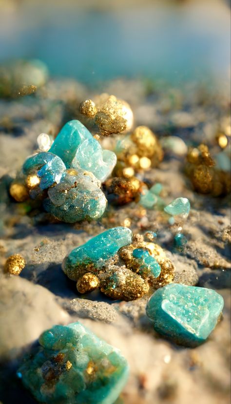 Turquoise On The Beach Turquoise Cottage, Turquoise Aesthetic, Gold Beach, Aqua Turquoise, Yellow Aesthetic, Turkish Coffee, Patterns In Nature, Heart Chakra, Turquoise Sterling Silver