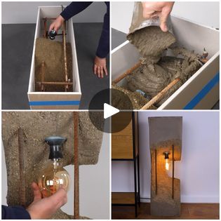 Let's make a unique & stylish cement lamp! | Let's make a unique & stylish cement lamp! | By Art & SculptureFacebook Cement Lamp, Concrete Lamps, Lamp Diy, Concrete Lamp, Diy Concrete, Diy Lamp, Art Landscape, Art Sculpture, Garden Inspiration