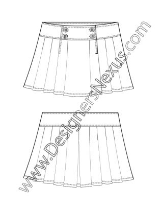 Pleated Skirt Technical Drawing, Pleated Skirt Flat Sketch, Pleats Illustration, Skirt Flat Sketch, Flat Fashion Sketch, Technical Sketch, Fashion Flat Sketch, Accordion Pleated Skirt, Fashion Blogger Instagram