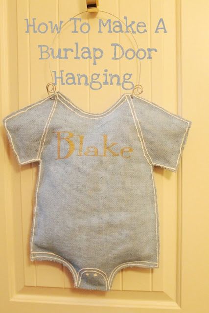 How To Make A Burlap Door Hanging | Miss Kopy Kat Burlap Door Hangings, Bos Baby, Burlap Art, Colored Burlap, Baby Door Hangers, Burlap Door Hanger, Door Hanging Decorations, Burlap Door Hangers, Door Hangers Diy