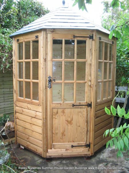 Summer Houses - Photo albums - Ripley Nurseries - Garden Centre - Farm Shop - Guildford - Surrey Garden Arbour Seat, Summer House Ideas, Hexagon Gazebo, Garden Arbour, Gravel Gardens, Arbour Seat, Bbq Shed, Patio Gardening, Garden Spheres