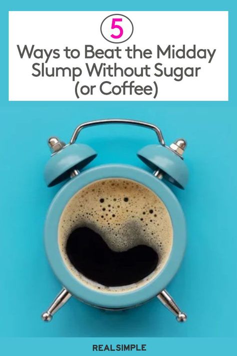 5 Ways to Beat the Midday Slump Without Sugar (or Coffee) | Click here to learn the simple ways you can get more energized and fight off fatigue in the middle of the day with these easy suggestions that proven to work. Plus, our favorite healthy snack ideas you can use as a tasty treat throughout the day. #selfcaretips #healthyhabits #mindandmood #realsimple #healthhack #emotionalhealth Midday Slump, Maple Almond Butter, Protein Rich Snacks, Afternoon Slump, Healthy Snack Ideas, Coffee Reading, Energy Boosters, Boost Your Energy, Slumping