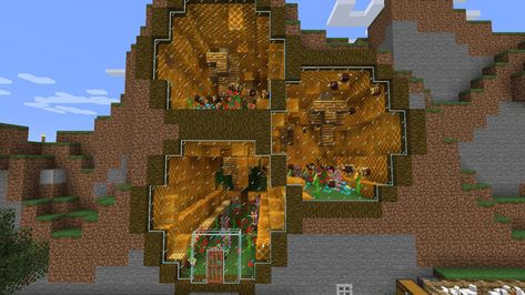 Minecraft Building Ideas Beehive, Beehive House Minecraft, Honeycomb House Minecraft, Honeycomb Minecraft, Minecraft Bee Hive Build, Beehive Minecraft Ideas, Minecraft Honeycomb Build, Minecraft Beehive Ideas, Minecraft Honey Farm