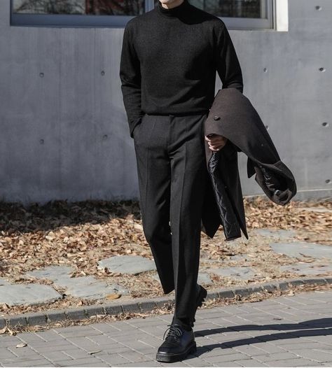 Dark Academia Outfit Men, Mens Turtleneck Outfits, Turtleneck Outfit Men, Dark Academia Men, Mens Winter Outfits, Black Turtleneck Outfit, Academia Aesthetic Outfit Men, Turtleneck Outfits, Xmas Party Outfits