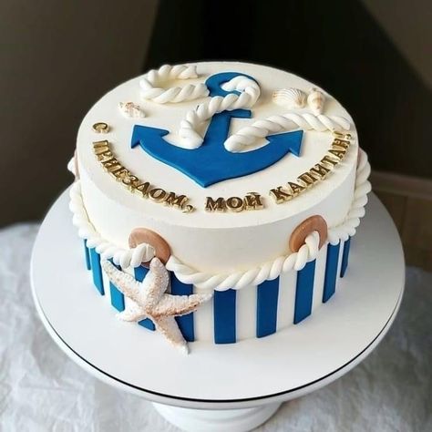 Nautical Themed Cake, Nautical Cakes Ideas, Marine Cake Ideas, Ship Cake Ideas, 80th Birthday Cake For Men, 18th Birthday Cake For Girls, Nautical Birthday Cakes, Sailor Cake, Anchor Cakes