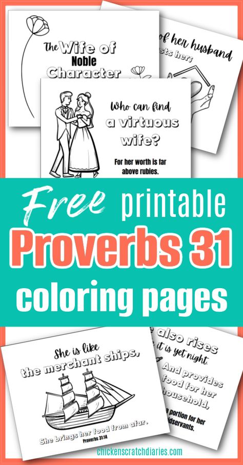 Example of coloring pages with text "Free printable Proverbs 31 coloring pages" Proverbs 31 Craft Ideas, Thanksgiving Sunday School Lesson, Bible Verse Crafts, Proverbs 31 30, Bible Verse Coloring Page, Bible Teaching, Proverbs 31 10, Homeschool Lesson Plans, Prayer Closet