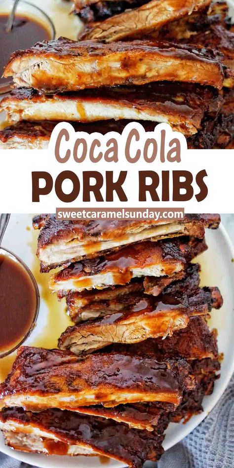 Baking Ribs Before Grilling, Cola Bbq Sauce, Bbq Ribs In Oven, Cola Ribs, Coca Cola Ribs, Pork Rib Marinade, Country Ribs Recipe, Back Ribs In Oven, Oven Pork Ribs