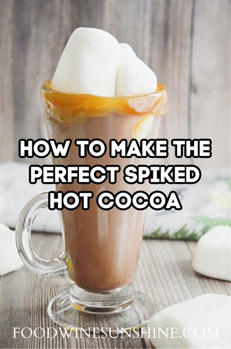 Hot Cocoa Recipes, Spiked Hot Cocoa, Infused Recipes, Boozy Hot Chocolate, Wine Cocktail Recipes, Spiked Hot Chocolate, Cocoa Drink, Hot Cocoa Recipe, Cocoa Recipes