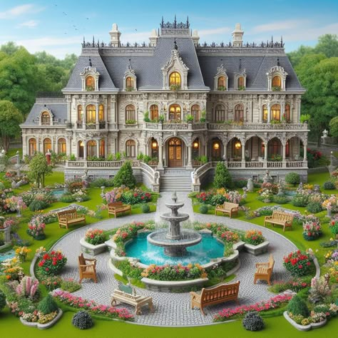 Sims4 Apartment, Fantasy Manor, Fantasy Mansion, Sims4 Houses, Sims4 Builds, Anime Houses, Castle Layout, Canadian House, Castle House Design