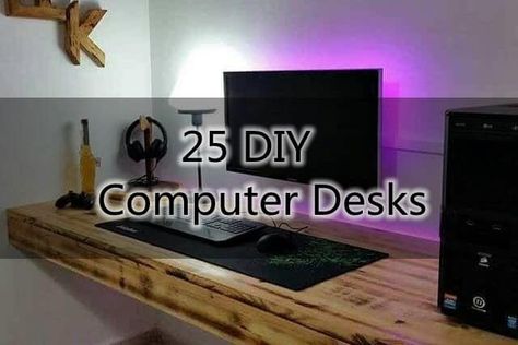 Gaming Desk Diy How To Build, Diy Gaming Desk Plans, Diy Computer Desk Gaming, Homemade Gaming Desk, Diy Gaming Desk Ideas, Floating Gaming Desk, Pc Table Design, Diy Computer Table, Diy Gamer Desk