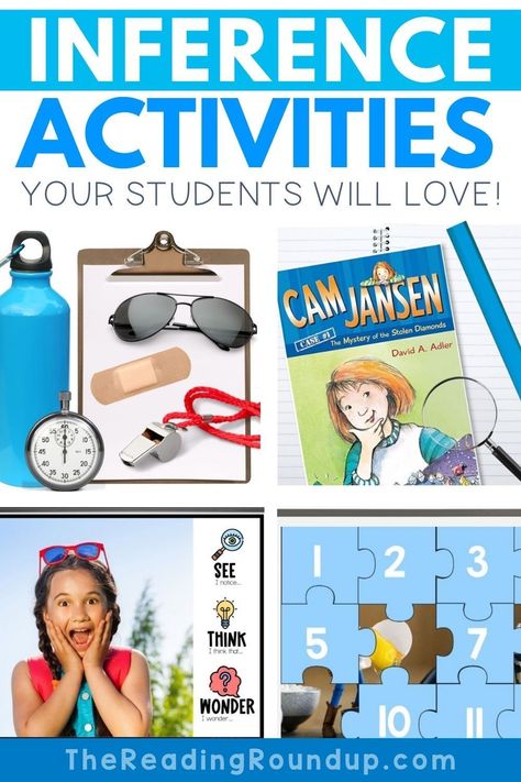 Making inferences can be a challenging skill for elementary students - but it doesn't have to be! Scaffold the learning for students by teaching them how to infer with pictures before applying it to text. Enchance your literacy centers and reading minilessons with word association games, mysteries, joke books, high-interest pictures, the See Think Wonder strategy and so much more. These engaging inference activities will make a difficult skill more accessible and FUN for your students. Inferences 2nd Grade, Inferencing Read Alouds, Word Association Games, Mystery Inference Activity, Making Inferences Nonfiction, See Think Wonder, Making Inferences Activities, Inference Pictures, Making Words Activities