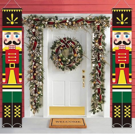 2Pcs Nutcracker Christmas Decorations Life Size Nutcracker | Etsy Life Size Nutcracker, Xmas Party Decorations, Country Shower Curtain, Rustic Shower Curtains, Welcome Porch Sign, Nutcracker Decor, Nutcracker Christmas Decorations, Peach Walls, Christmas Soldiers