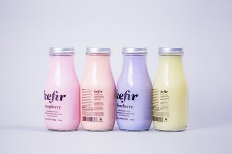 Kefir (Student Project) on Packaging of the World - Creative Package Design Gallery Kefir Aesthetic, Milk Branding, Kids Drink, Kefir Grains, Probiotic Drinks, Milk Packaging, Milk Kefir, Yogurt Drinks, Packaging Idea