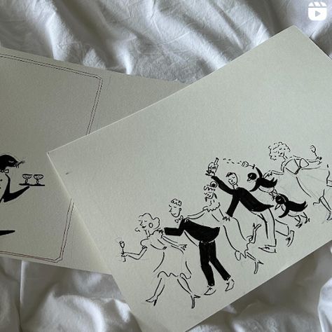 Dancing People Illustration, Illustrator Aesthetic, Dinner Invitation Card, Wedding Art, Wedding Mood Board, Wedding Mood, Dreamy Wedding, Put A Ring On It, Wedding Stationary