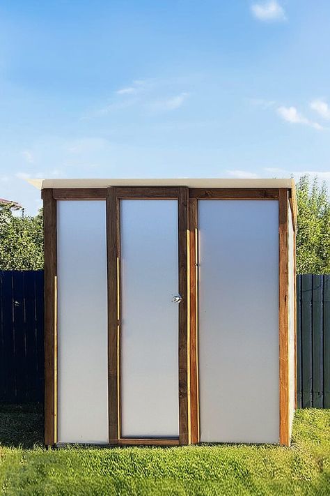 Porta Potty Ideas, Outdoor Toilet And Shower Ideas, Modern Outhouse, Outdoor Toilet And Shower, Pool Toilet, Laundry Unit, Sip Panels, Outside Toilet, Shower And Toilet