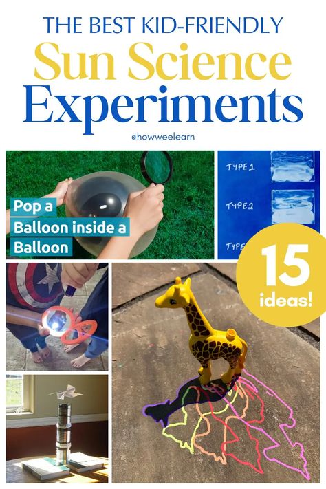 Sun Science Experiments for Kids | 15 Fun Ideas! - How Wee Learn Sun Science Experiments, Easy Stem Activities For Kids, Stem For Preschoolers, Science Experiments For Toddlers, Easy Stem Activities, Science Solar System, Sun Science, Shadow Activities, Experiments For Preschoolers