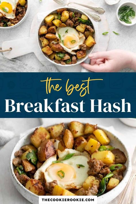 Hashbrown Skillet, Egg And Hashbrown, Hash Recipes, Breakfast Hash Recipes, Greek Breakfast, Steak Breakfast, Sausage Hash, Hash Recipe, Cookie Rookie