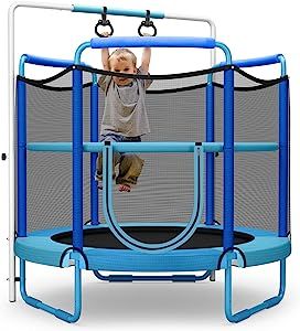 This Trampoline has kept my 3 year old busy for HOURS while my older two are at school all day. This is great to have during the winter months when you can't take your kids to parks, or outside to play due to cold weather. GAME CHANGER Small Trampoline, Toddler Trampoline, Gymnastic Rings, Backyard Trampoline, Kids Trampoline, Mini Trampoline, Play Structures, Baby Number 2, Outdoor Play Equipment