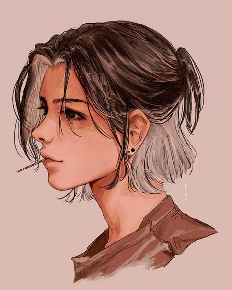 Shot Hair Styles, Anime Hair, Girl Short Hair, Hair Reference, Short Hair Haircuts, Digital Art Girl, A Drawing, Cartoon Art Styles, Character Drawing