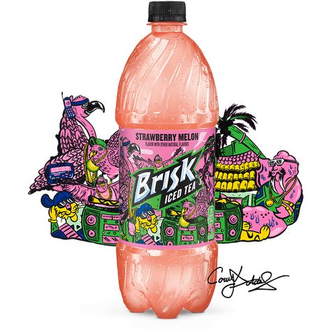 Brisk Strawberry Melon | BRISK Raspberry Iced Tea, Blueberry Lemonade, Watermelon Lemonade, Apple Pies, Strawberry Lemonade, Sweet Tea, Passion Fruit, Iced Tea, Natural Flavors