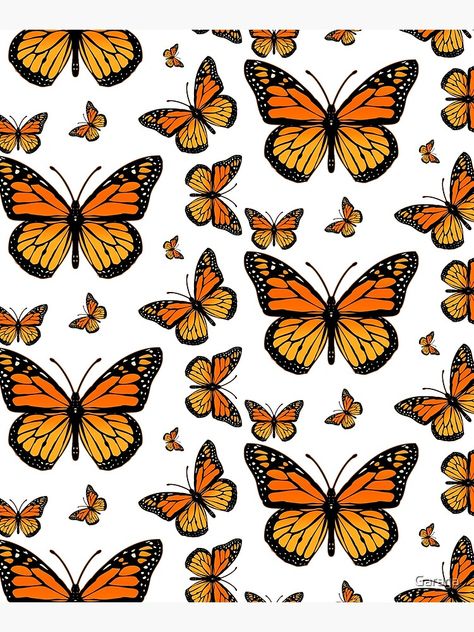 "Monarch Butterfly Rapsody" Mounted Print by Garaga | Redbubble Monarch Butterfly Drawing Aesthetic, Butterfly Mural, Butterfly Bouquet, Cartoon Butterfly, Butterfly Drawing, Scrapbook Printables, Halloween 2020, Wallpaper Panels, Monarch Butterfly