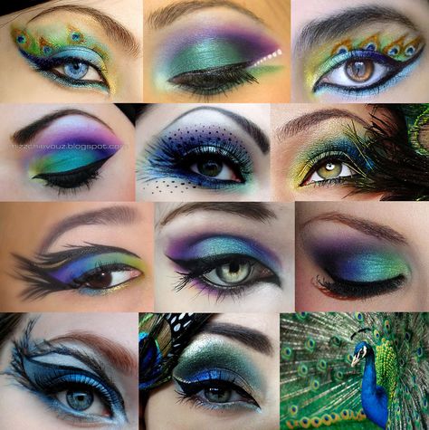 Peacock inspired make-up More Peacock Eye Makeup, Peacock Makeup, Carnaval Make-up, Fantasy Make-up, Maquillage Yeux Cut Crease, Drag Make-up, Dramatic Eye Makeup, Eye Makeup Ideas, Makeup Tutorial Eyeliner