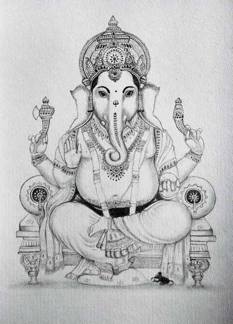 Ganapathi Images Drawing, Ganesh Pencil Art, Ganpati Pencil Sketch, Ganesh Chaturthi Sketch Pencil, Bal Ganesh Drawing, Ganapathi Pencil Drawings, Ganesha Pencil Colour Drawing, Ganesha Henna, Tanjore Sketches