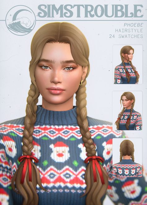 Phoebe Hairstyle (4 Versions) by simstrouble | simstrouble Sims Packs, Pelo Sims, Sims 4 Mm Cc, Tumblr Sims 4, Sims 4 Cc Folder, Sims Games, Sims 4 Dresses, Sims 4 Characters, Sims 4 Mm