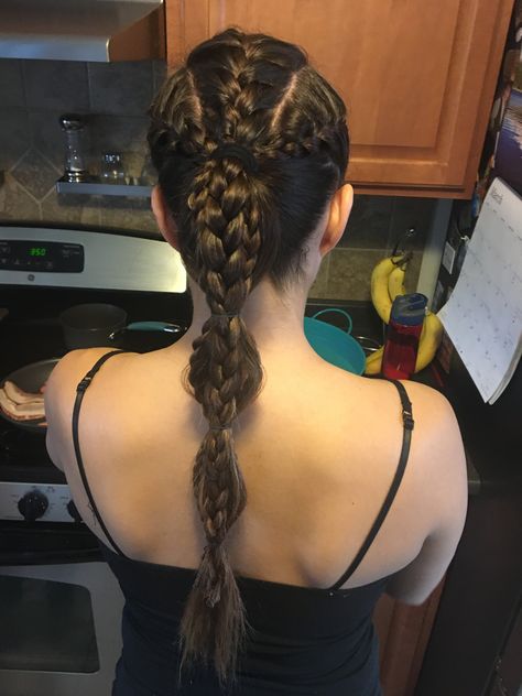 Crossfit- workout braid. Braided Hairstyles For Jiu Jitsu, Crossfit Competition Hair, Jiu Jitsu Hairstyles Women, Crossfit Hairstyles, Workout Braids, Jiu Jitsu Hairstyles, Running Hair, Styling Your Hair, Running Hairstyles