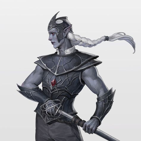 Drow Male, White Werewolf, Half Drow, Dnd Elves, Elf Warrior, Elf Characters, Dungeons And Dragons Art, Fantasy Races, Dnd Art