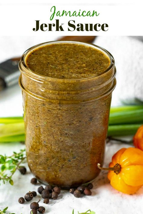 Jamaican Jerk Sauce, Jerk Sauce, Jamaican Jerk Seasoning, Jamaican Cuisine, Jamaican Dishes, Hot Sauce Recipes, Jamaican Jerk, Jerk Seasoning, Marinade Sauce