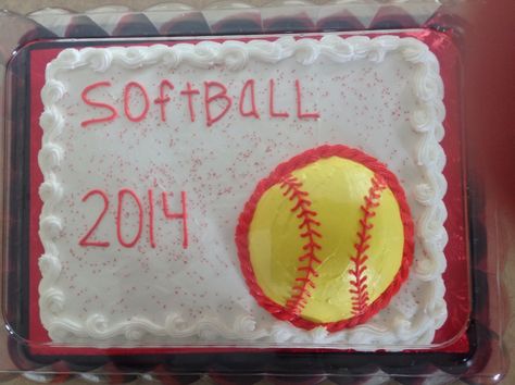 Softball cake Softball Cupcakes, Softball Cake, Graduation Sheet Cakes, Congratulations Cake, Sugar Bread, Team Party, Gourmet Desserts, Softball Team, Special Occasion Cakes