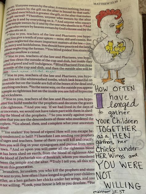 Bible journaling Matthew 23:37 Matthew 23 Bible Journaling, Mathew Bible Journal, Bible Journaling Matthew, Matthew 23, Matthew Bible, Prayer Journal Printable, Bible Doodles, Scripture Journal, Bible Journaling Ideas Drawings