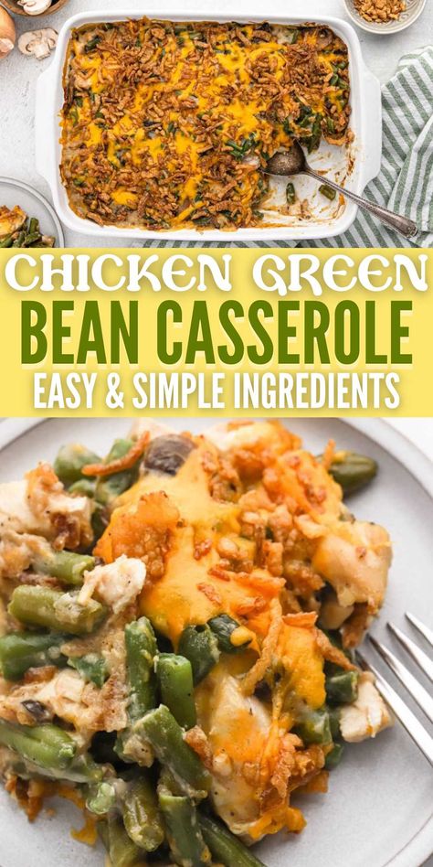 Chicken Green Bean Casserole Recipes, Chicken Green Bean Casserole Crock Pot, Chicken Potato Green Bean Casserole, Chicken Green Bean Rice Casserole, Chicken And Green Beans Casserole, Green Bean Freezer Meal, Green Bean And Chicken Casserole, Shredded Chicken And Green Beans, Green Bean Main Dish Recipes