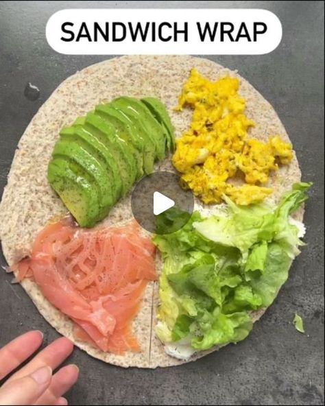 Folded Wrap Sandwich Ideas, How To Fold A Wrap Sandwich, Smoked Salmon Wrap, Smoked Salmon Sandwich, Salmon Wrap, Clean Eating Guide, Sliced Avocado, Sandwich Wrap, Egg Wrap