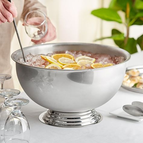 Whether you're looking for catering supplies for your business or you're setting up your own wedding drink table or party table, a punch bowl is a necessary item to have on hand. This versatile item is great for storing ice and submerging sodas, as well as serving punch or sangria directly from the bowl. Tap the link to get yours! Wedding Punch Recipes, Wedding Drink Table, Tv Nook, Champagne Punch, Entertaining Dinner, Catering Supplies, Buffet Tables, Rum Punch, Punch Bowls