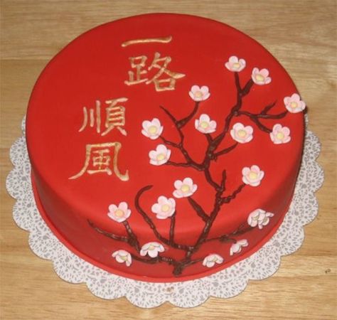 Chinese Bon Voyage Cake on Cake Central New Year Cake Designs, Goodbye Cake, Bon Voyage Cake, Chinese New Year Cake, Chinese Birthday, Chinese Cake, Teapot Cake, Birthday Cake For Mom, Japanese Cake