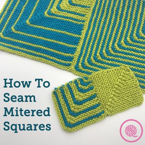 How to Smoothly Seam Mitered Squares - GoodKnit Kisses Knitted Squares, Mitered Square, Striped Baby Blanket, Lovey Pattern, Blanket Knitting Patterns, Beautiful Knitting, Garter Stitch, Square Pattern, Loom Knitting