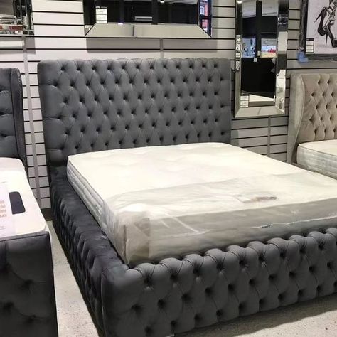 Chester beds available DM for more details please #namaslayproducts Girl Apartment Decor, Large Headboard, Velvet Bed Frame, Luxury Room Bedroom, Furniture Design Wooden, Mattress Sofa, Bed Furniture Design, Trendy Bedroom, Upholstered Bed Frame