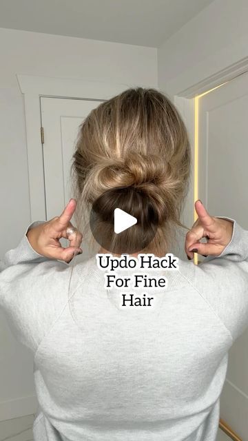 Lainey Ostrom on Instagram: "Updo hack for fine hair. Try it and let me know how it works! Tip: pinching and pulling is a must for this one 🙂❤️" Updos For Nurses Easy, Hairdos For Fine Straight Hair, 2nd Day Hairstyles Fine Hair, Updo For Fine Medium Length Hair, Super Fine Hair Hairstyles, Fine Hair Updos, Office Updo Easy, Fine Hair Updo Easy, Updo For Fine Hair